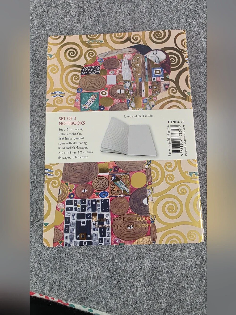 Gustav Klimt Set of 3 Gold Notebooks